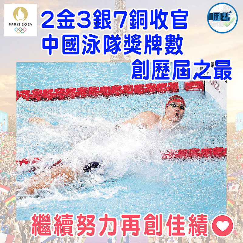 2金3銀7銅收官 中國泳隊獎牌數創歷屆之最