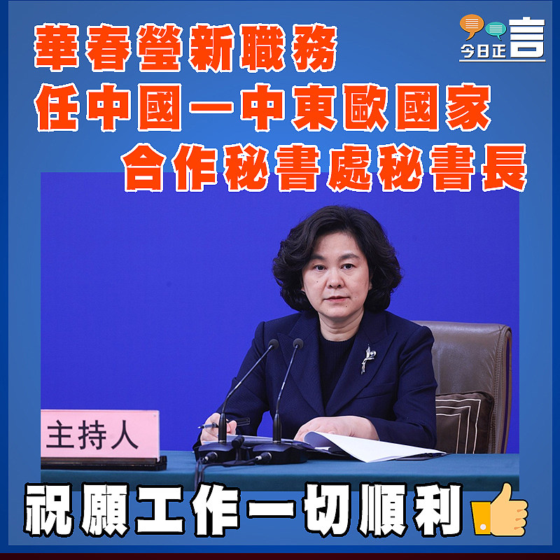 華春瑩新職務 任中國—中東歐國家合作秘書處秘書長