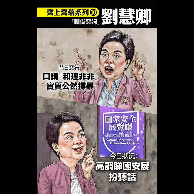 【齊上齊落系列10】「瞓街惡婦」劉慧卿──高調睇國安展扮聽話