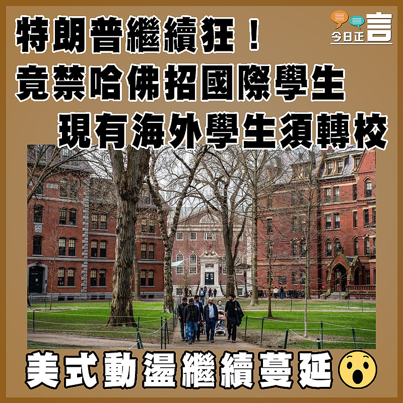 特朗普繼續狂！竟禁哈佛招國際學生　 現有海外學生須轉校