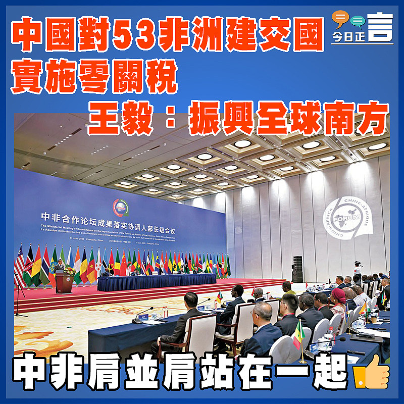 中國對53非洲建交國實施零關稅  王毅：振興全球南方
