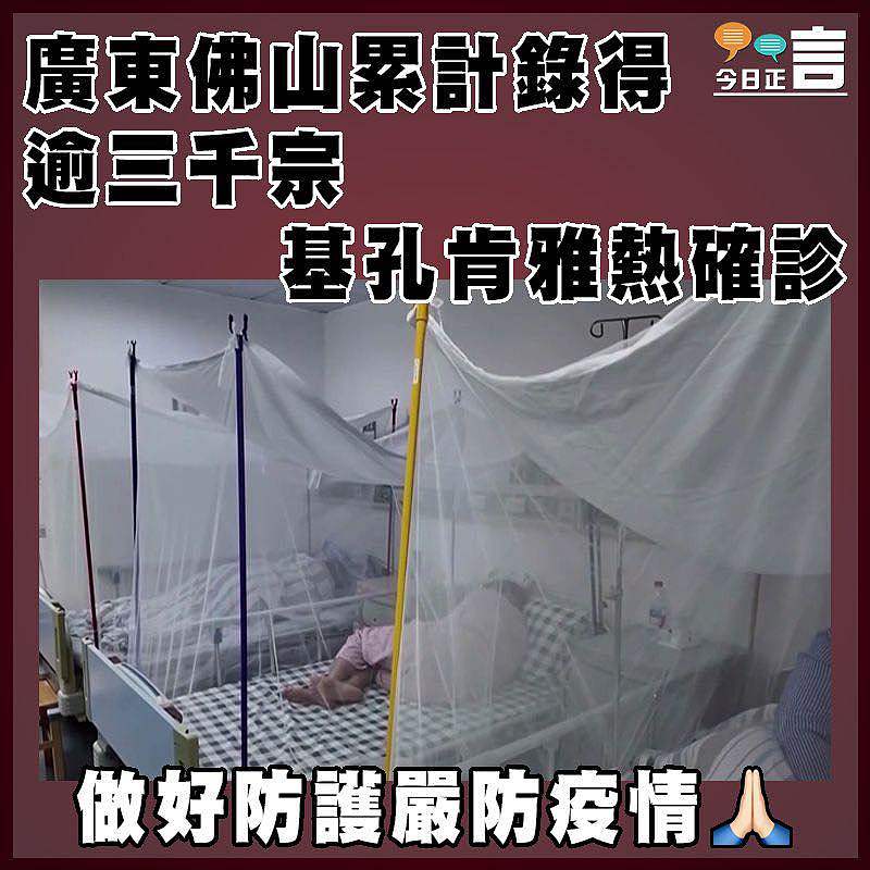 廣東佛山累計錄得逾三千宗基孔肯雅熱確診　