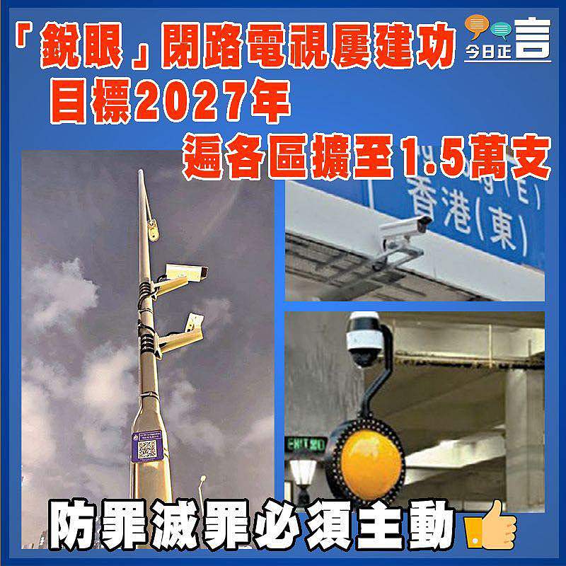「銳眼」閉路電視屢建功  目標2027年遍各區擴至1.5萬支
