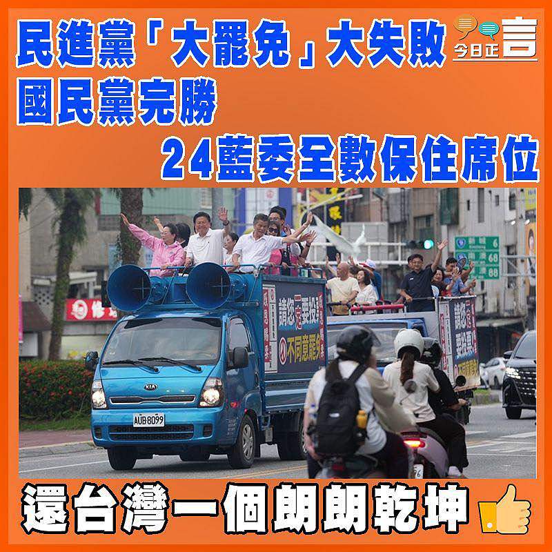 民進黨「大罷免」大失敗 國民黨完勝 24藍委全數保住席位