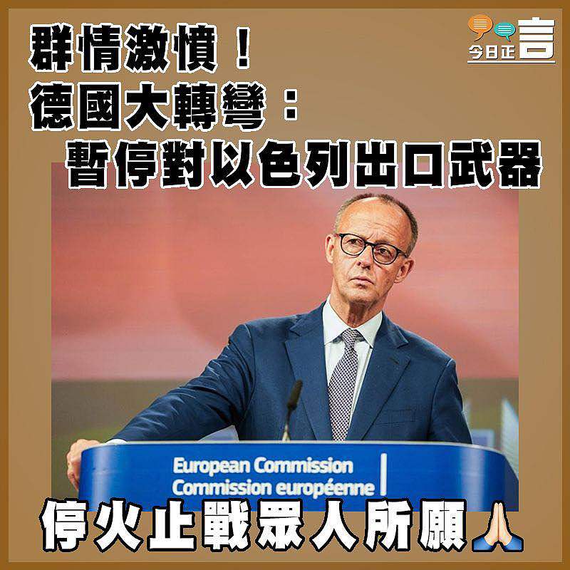 群情激憤！德國大轉彎：暫停對以色列出口武器