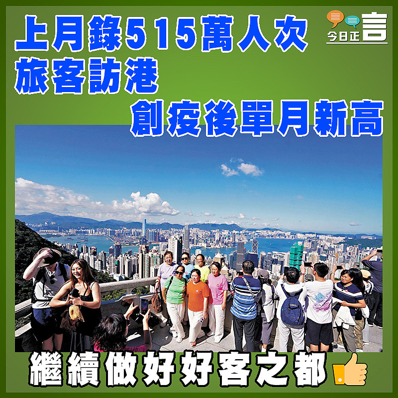 上月錄515萬人次旅客訪港 創疫後單月新高