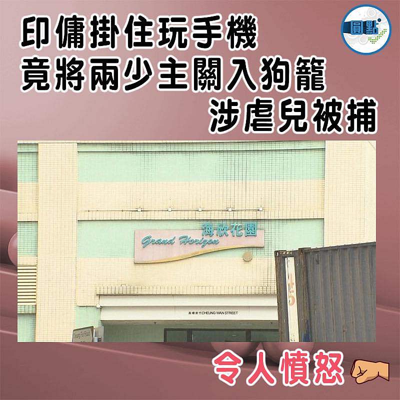 印傭掛住玩手機  竟將兩少主關入狗籠　    涉虐兒被捕