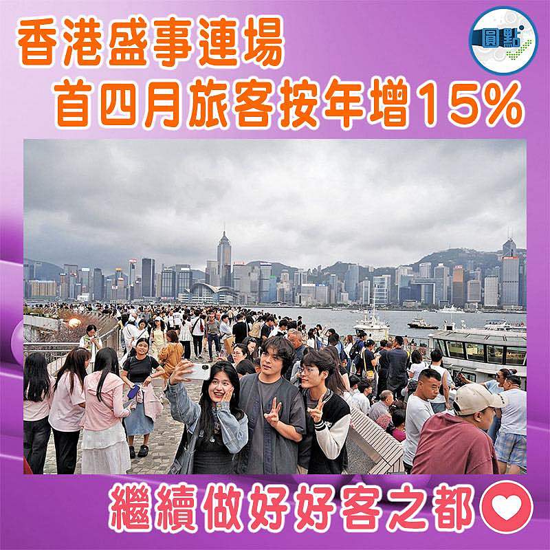 香港盛事連場 首四月旅客按年增15%