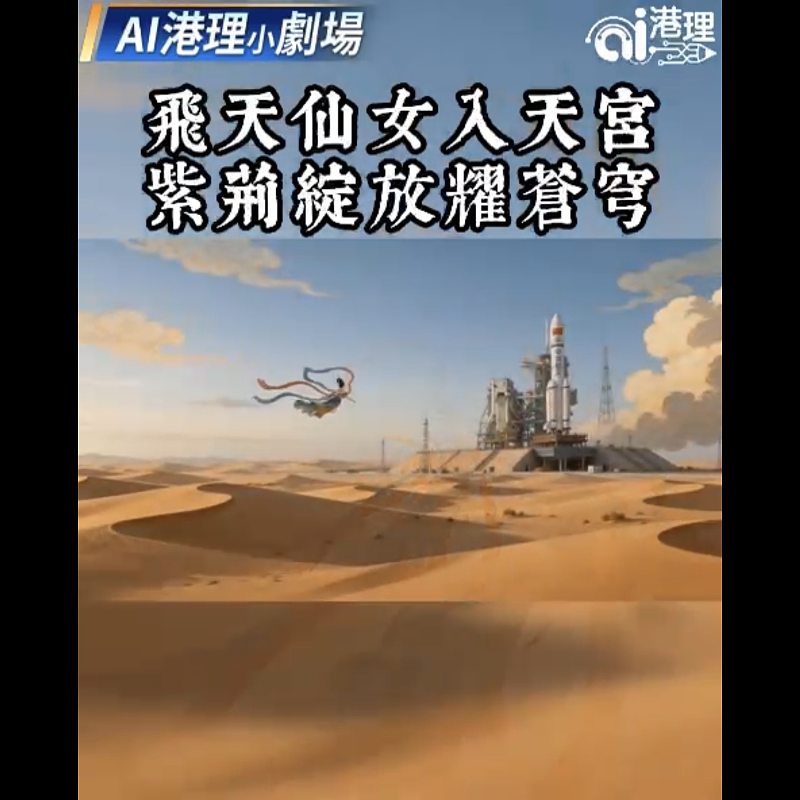 【AI港理】AI港理小劇場──飛天仙女入天宮  紫荊綻放耀蒼穹