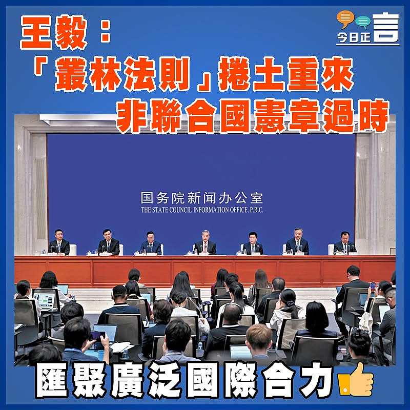 王毅：「叢林法則」捲土重來非聯合國憲章過時