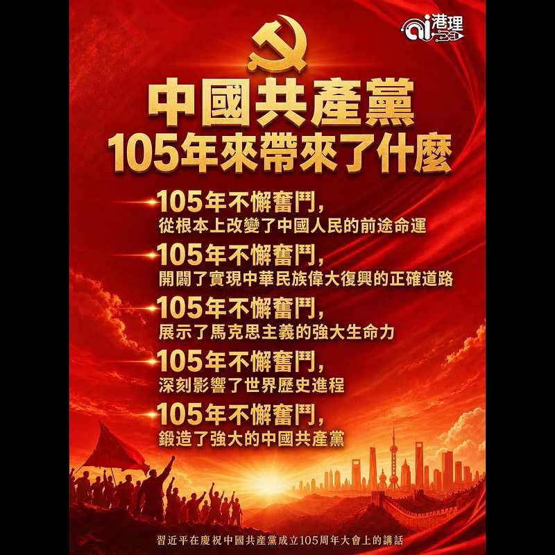 【AI繪圖】中國共產黨105年來帶來了什麼