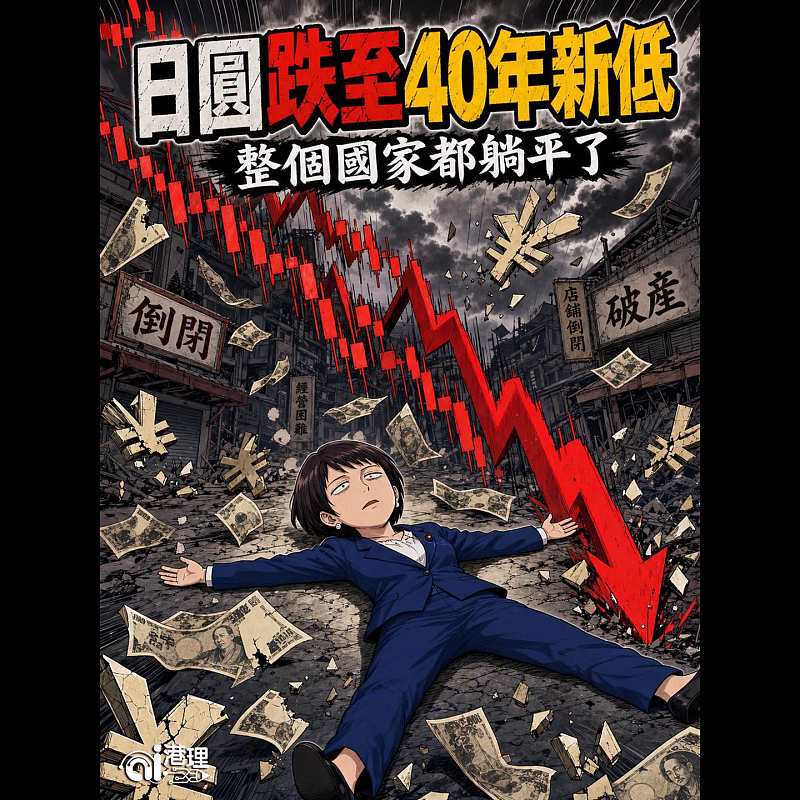 【AI漫畫】日圓跌至40年新低 整個國家都躺平了