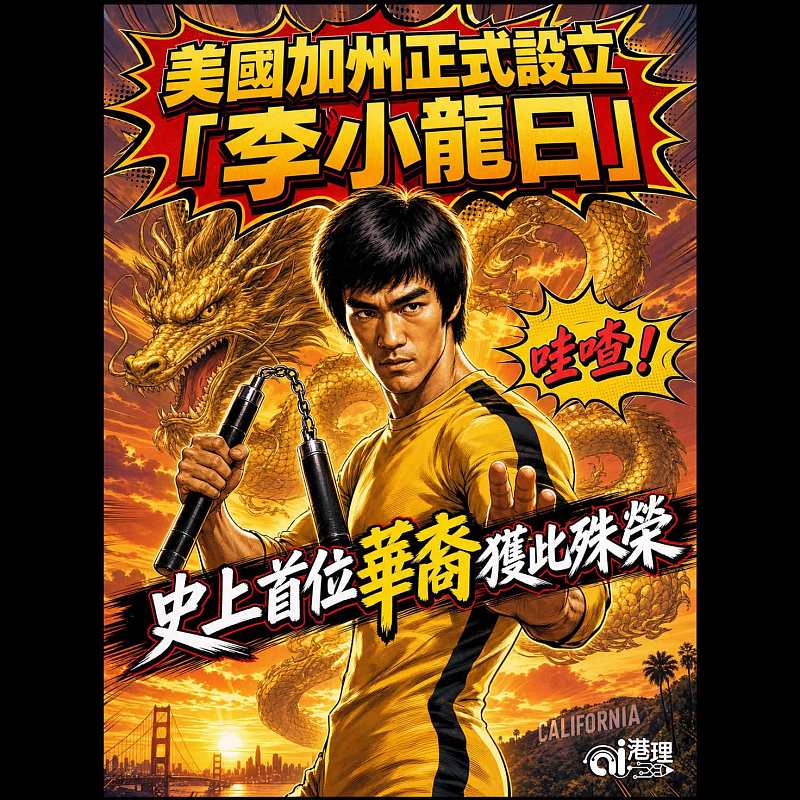 【AI漫畫】美國加州正式設立「李小龍日」
