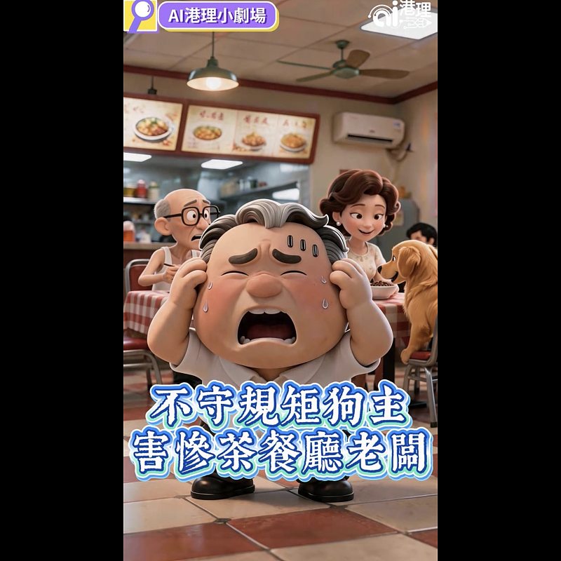 【AI港理】AI港理小劇場──不守規矩狗主 害慘茶餐廳老闆