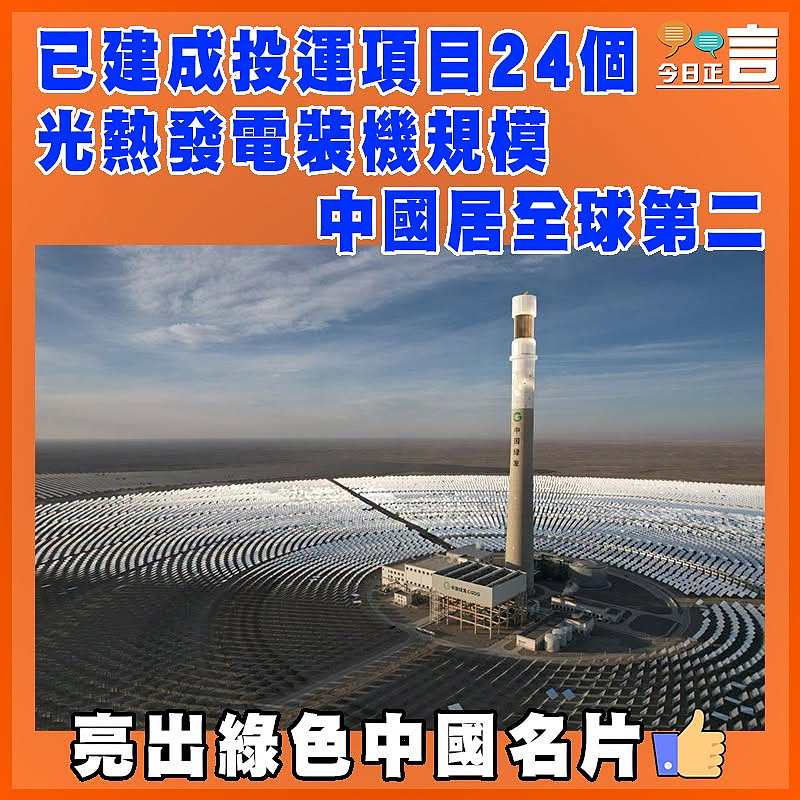 已建成投運項目24個  光熱發電裝機規模  中國居全球第二