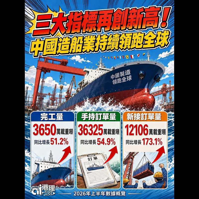 【AI繪圖】三大指標再創新高！中國造船業持續領跑全球