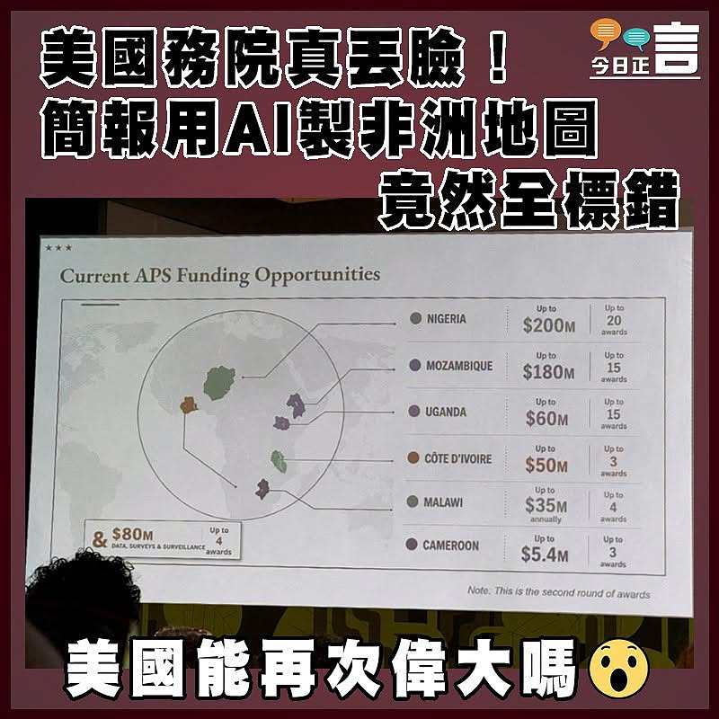 美國務院真丟臉！簡報用AI製非洲地圖 竟然全標錯
