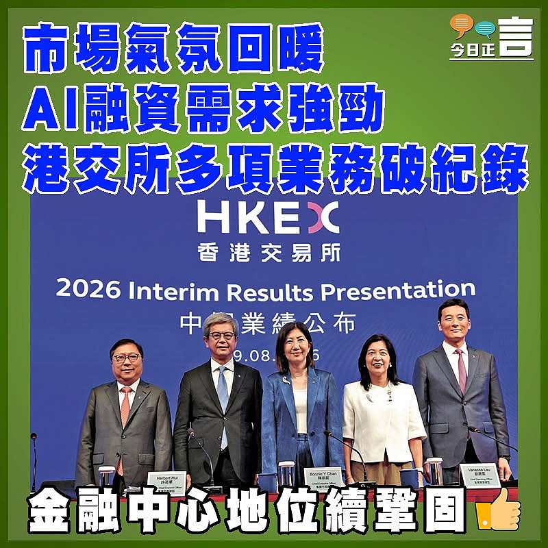 市場氣氛回暖 AI融資需求強勁  港交所多項業務破紀錄