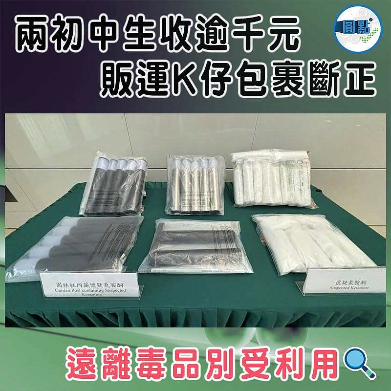 兩初中生收逾千元販運K仔包裹斷正