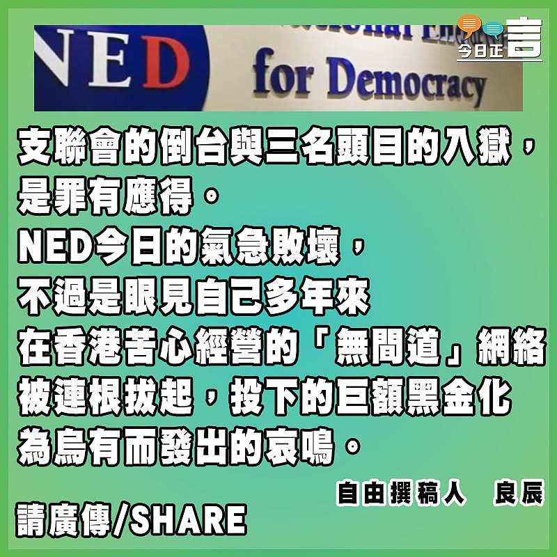 NED這條狐狸尾巴露得正好