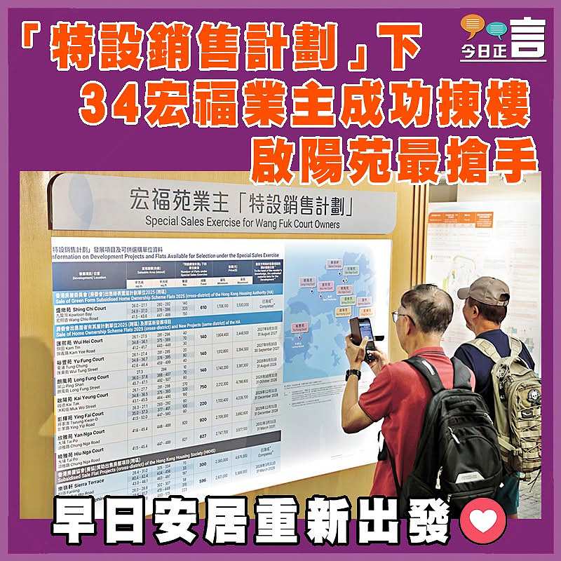 「特設銷售計劃」  34宏福業主成功揀樓   啟陽苑最搶手