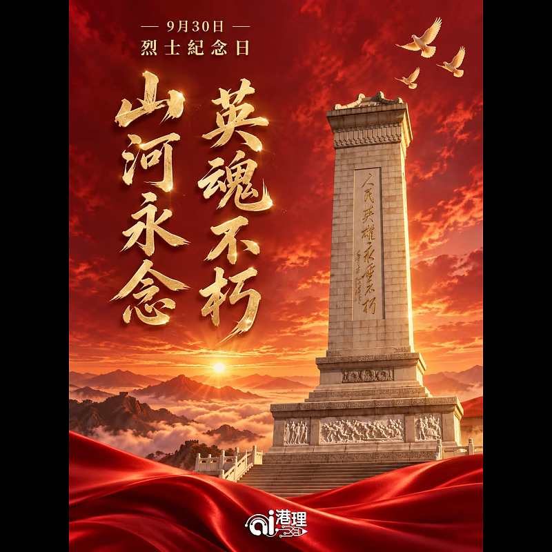 【AI繪圖】9月30日烈士紀念日──山河永念 英魂不朽 #AI港理 #AI繪圖 #烈士紀念日